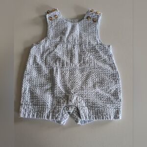 The Children's Place Blue and White Seersucker Short Overalls 0-3 Months Baby